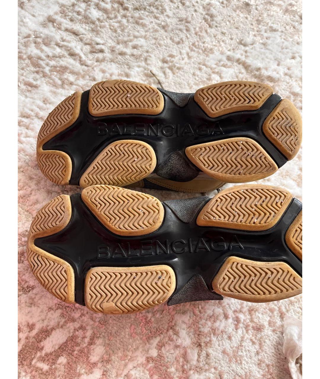 BALENCIAGA Серые кожаные кроссовки, фото 5