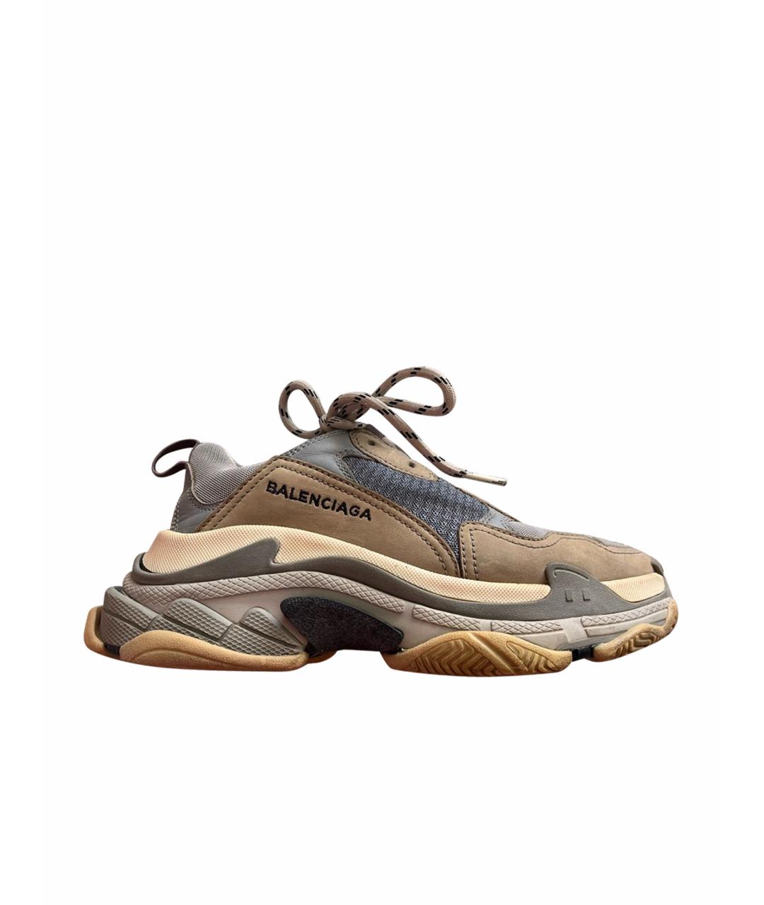 BALENCIAGA Серые кожаные кроссовки, фото 1