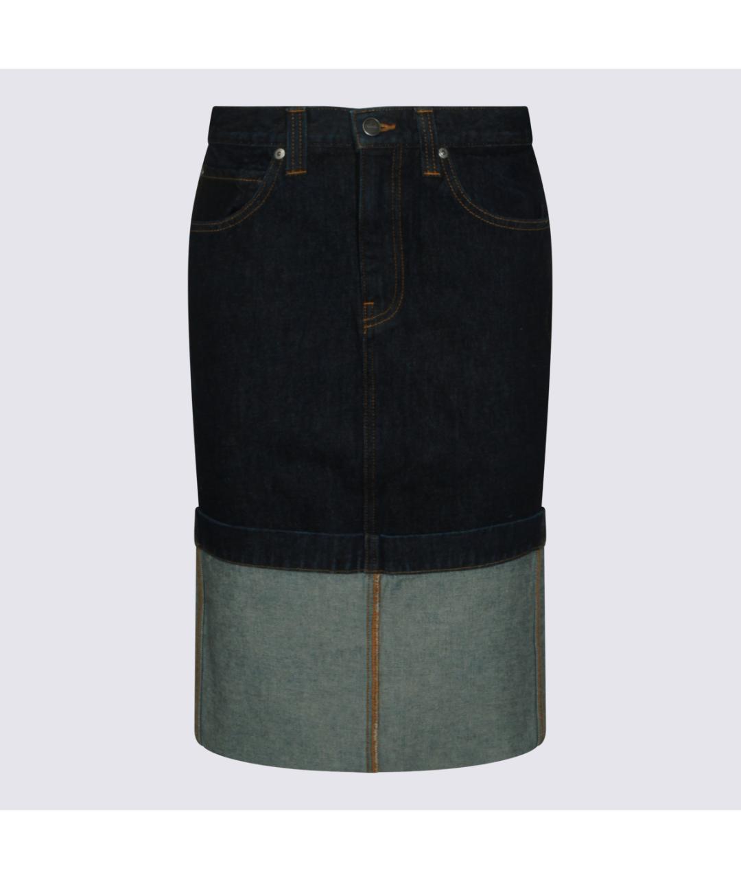 KHAITE Темно-синяя хлопковая юбка миди, фото 1