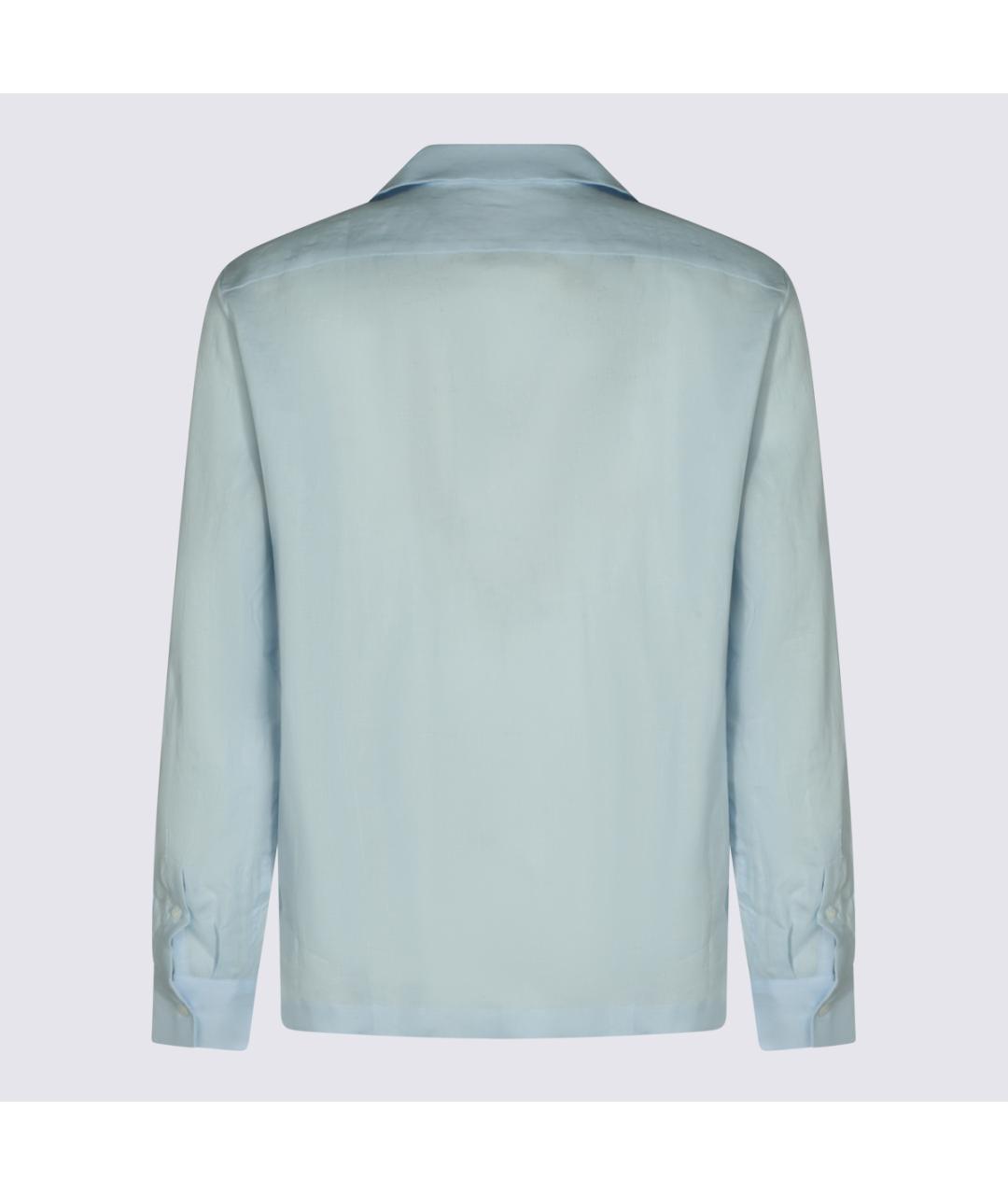 LARDINI Голубая льняная кэжуал рубашка, фото 2