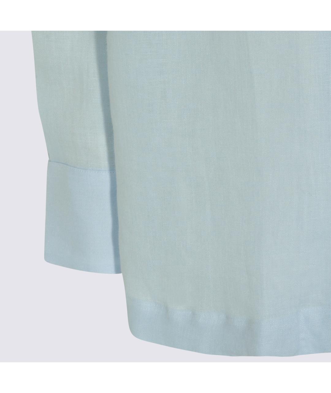 LARDINI Голубая льняная кэжуал рубашка, фото 4