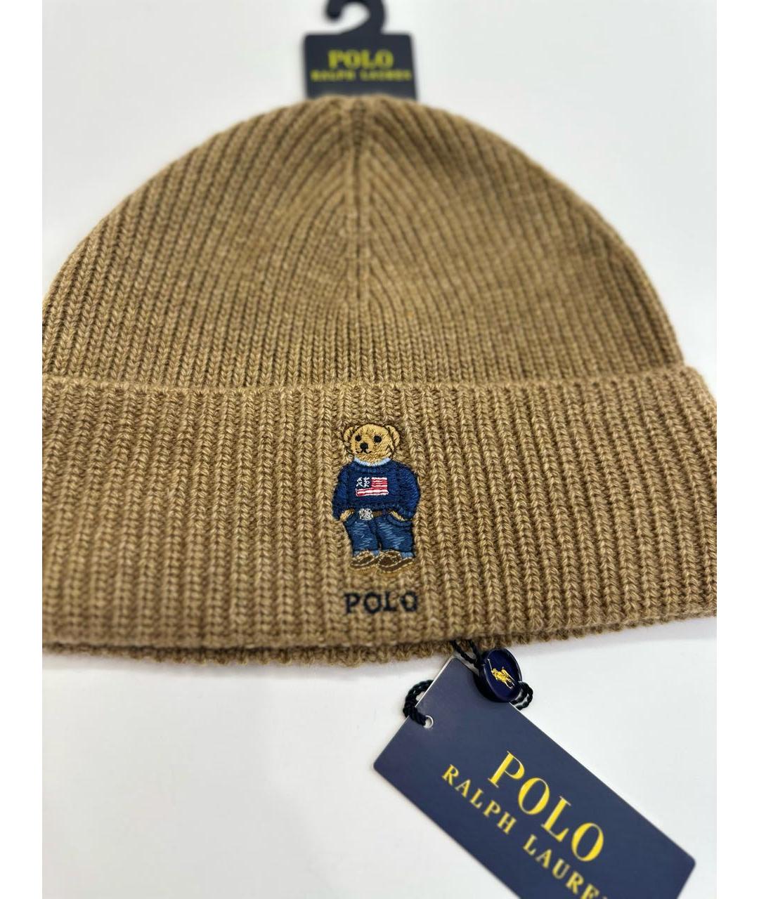 POLO RALPH LAUREN Бежевая шерстяная шапка, фото 2