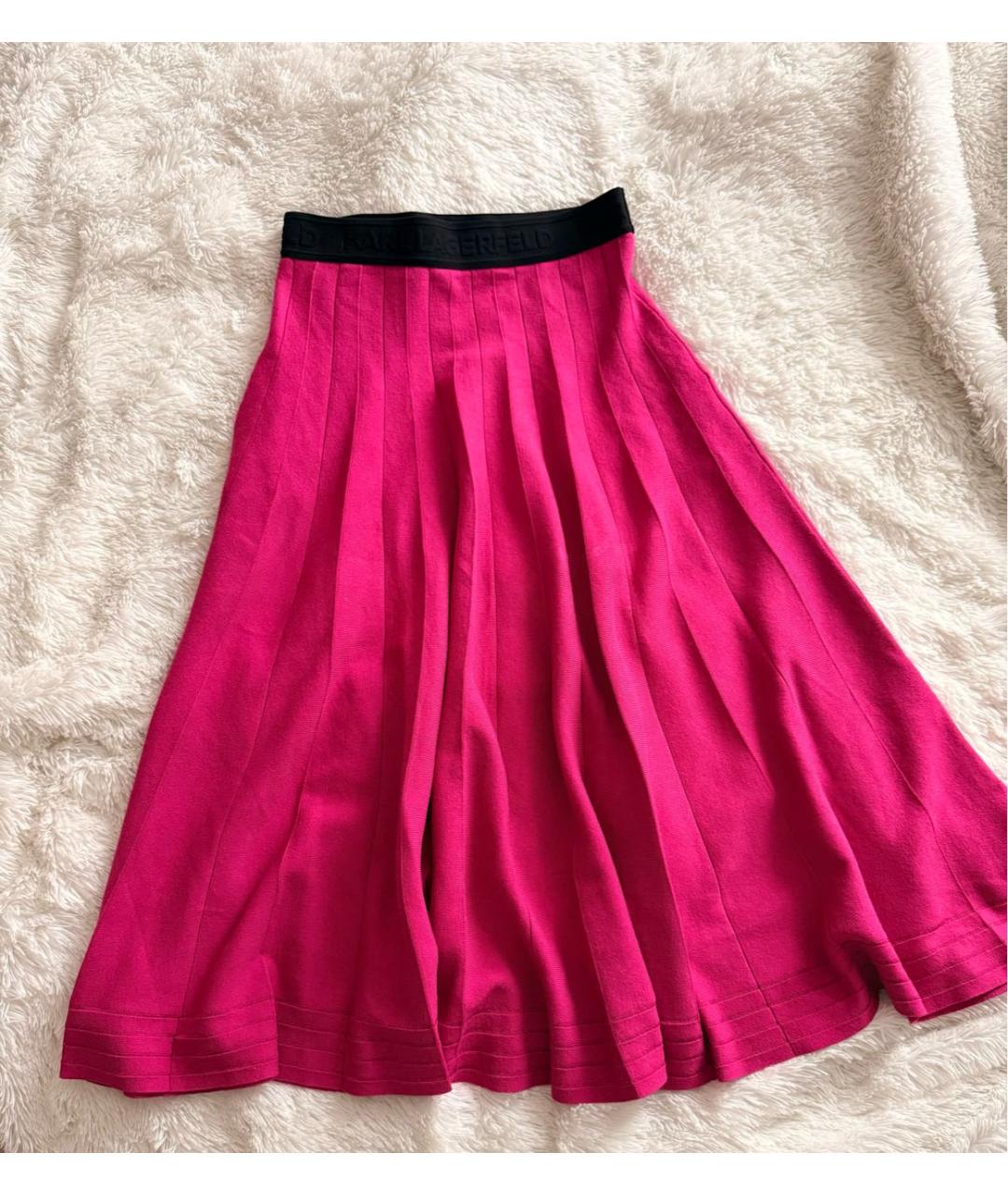 KARL LAGERFELD Розовая хлопковая юбка миди, фото 5