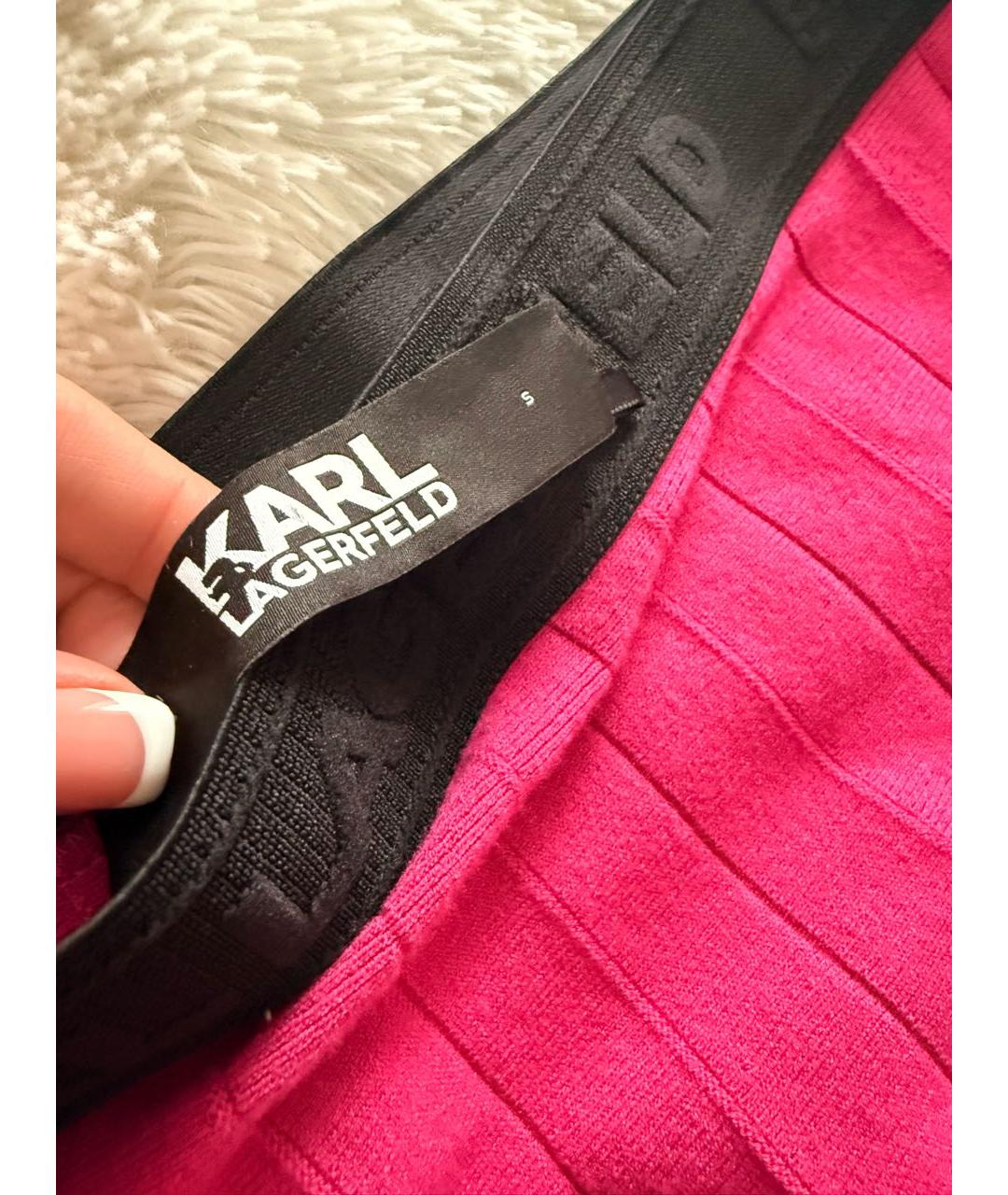 KARL LAGERFELD Розовая хлопковая юбка миди, фото 4
