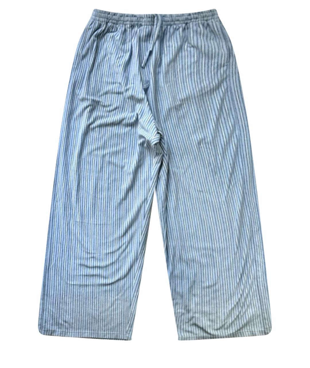 BALENCIAGA Голубые полиэстеровые брюки широкие, фото 1