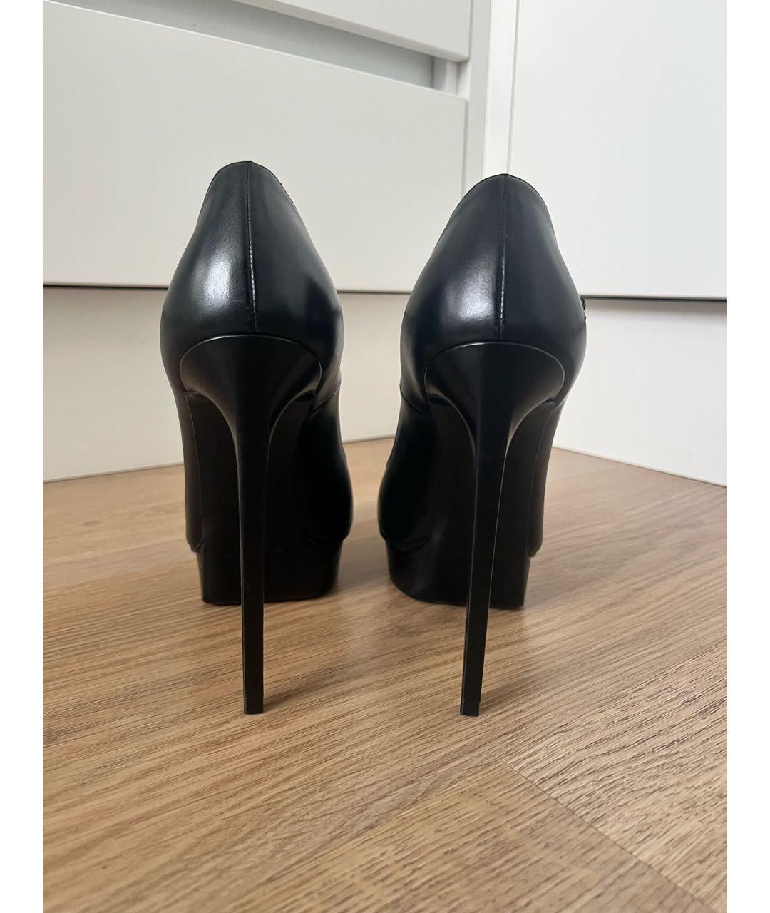 SAINT LAURENT Черные кожаные туфли, фото 4