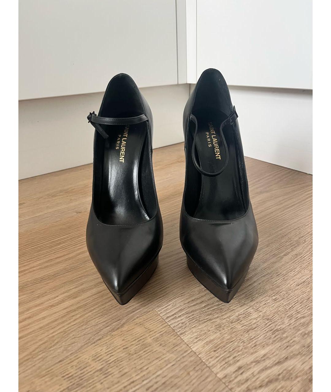 SAINT LAURENT Черные кожаные туфли, фото 2