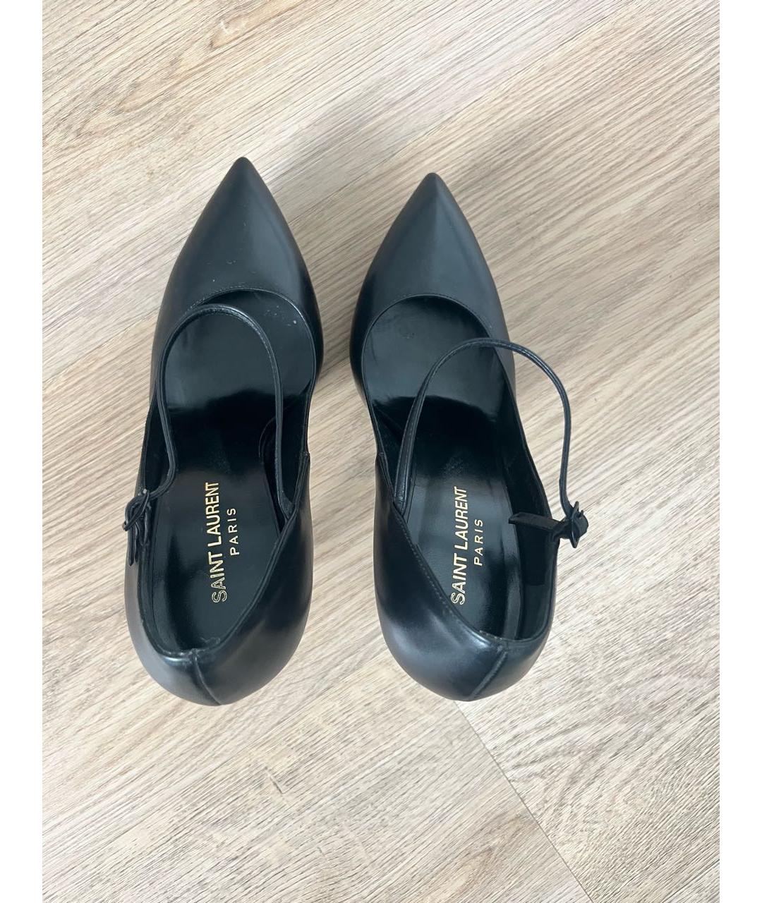 SAINT LAURENT Черные кожаные туфли, фото 3