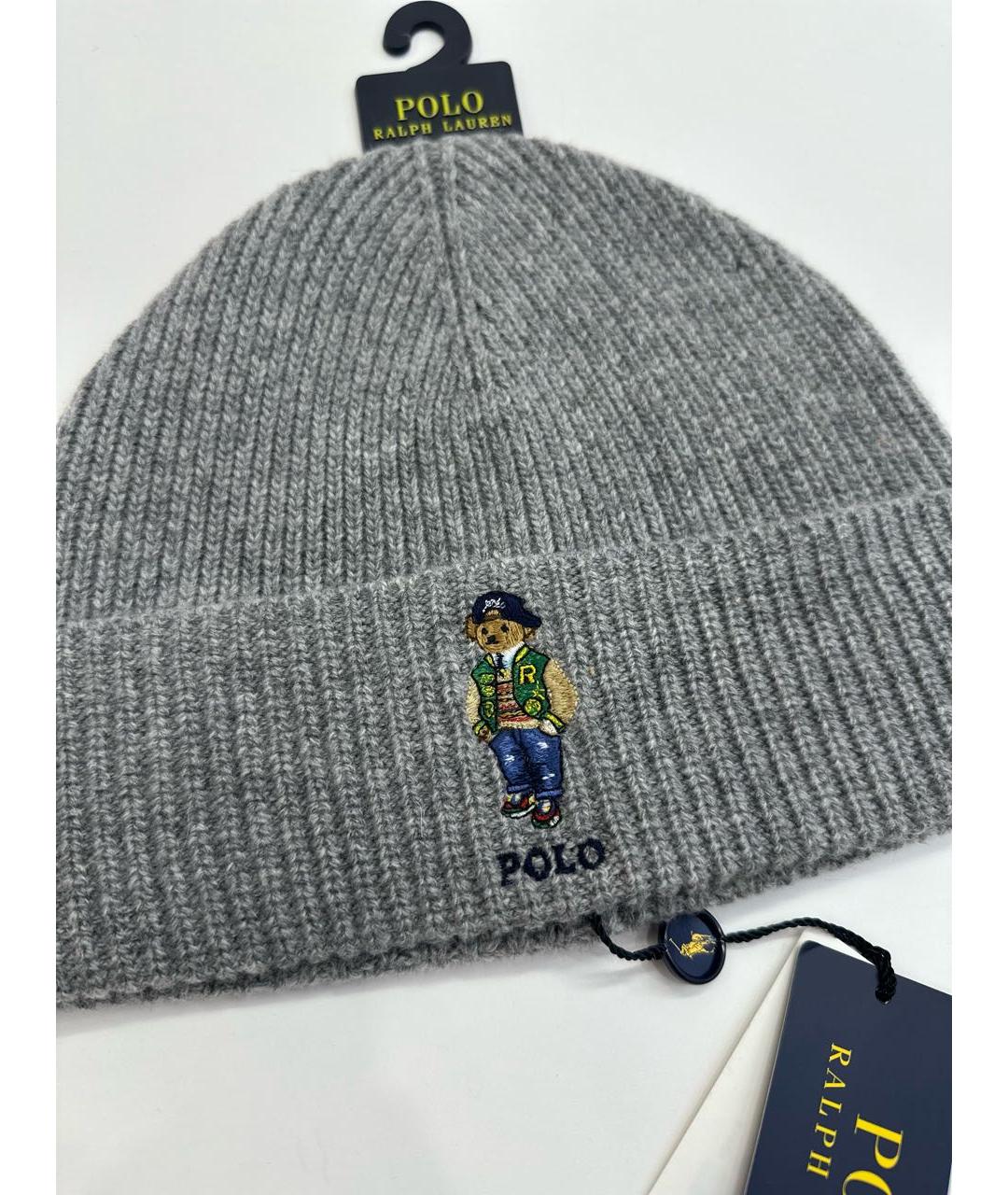 POLO RALPH LAUREN Серая шерстяная шапка, фото 2