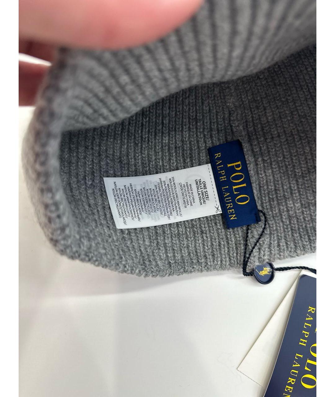 POLO RALPH LAUREN Серая шерстяная шапка, фото 3