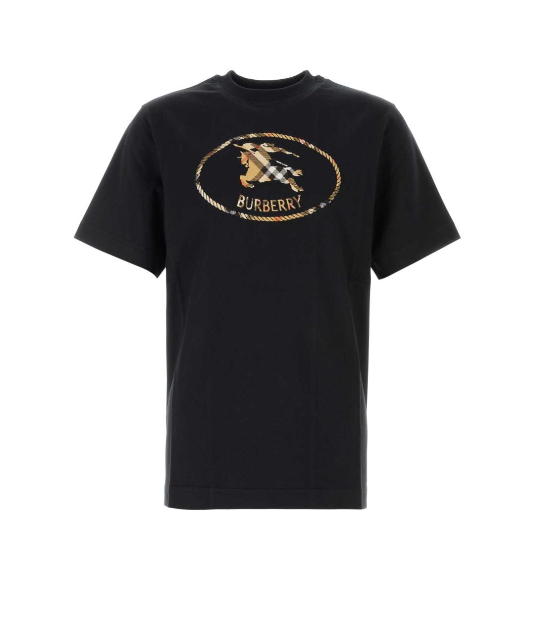 BURBERRY Черная хлопковая футболка, фото 3