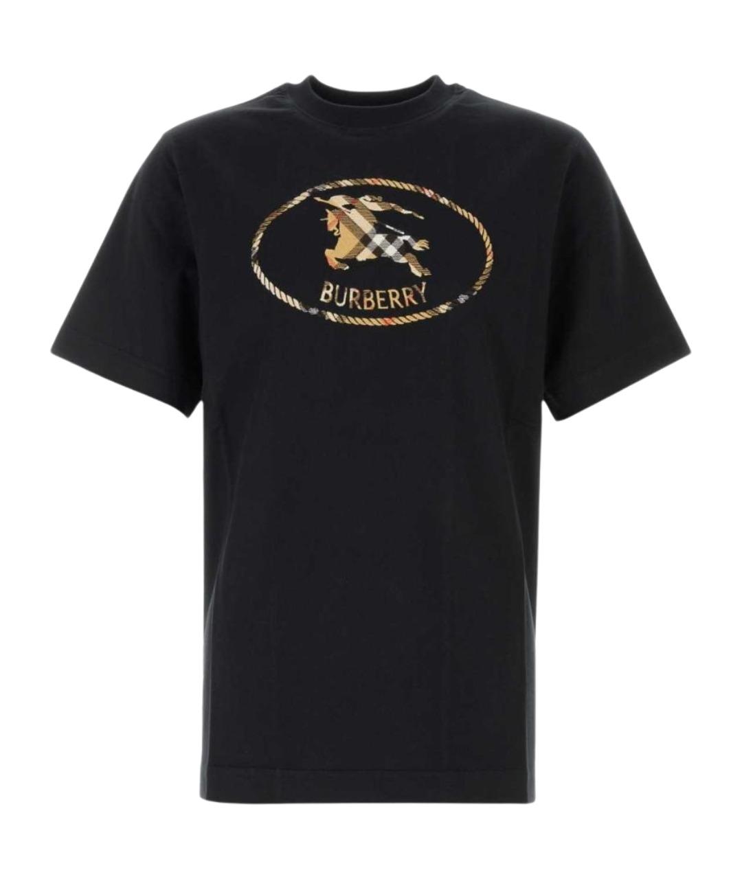 BURBERRY Черная хлопковая футболка, фото 1
