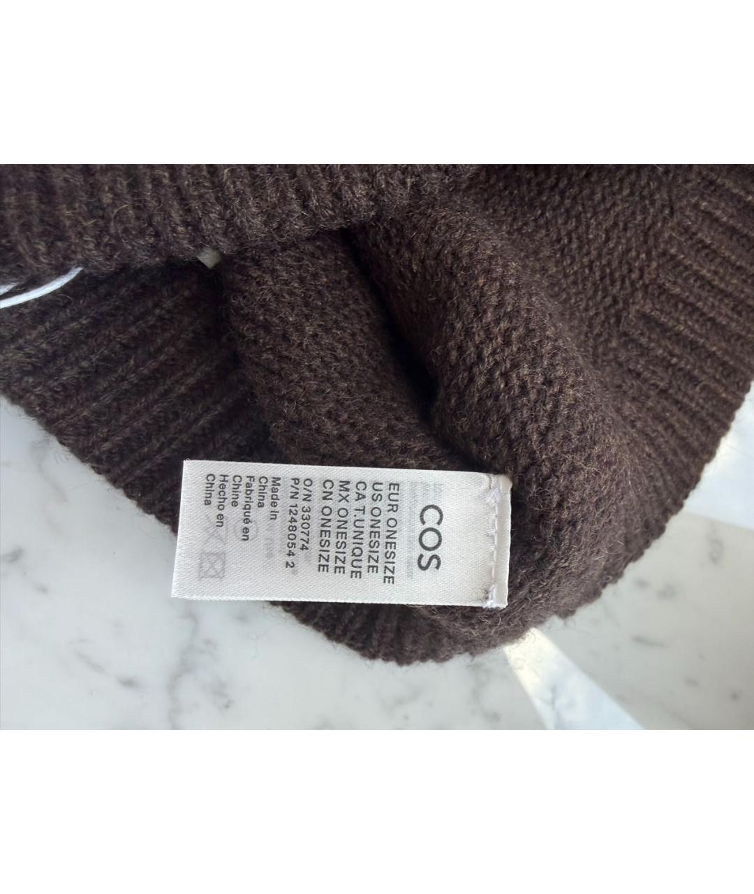 COS Коричневая кашемировая шапка, фото 5