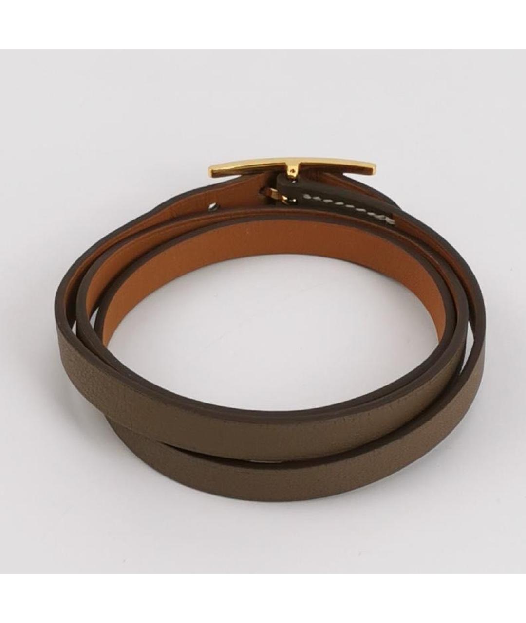 HERMES Коричневый кожаный браслет, фото 2