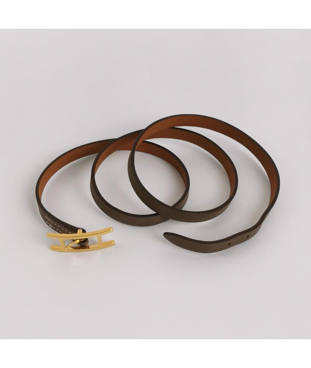 HERMES Коричневый кожаный браслет, фото 3