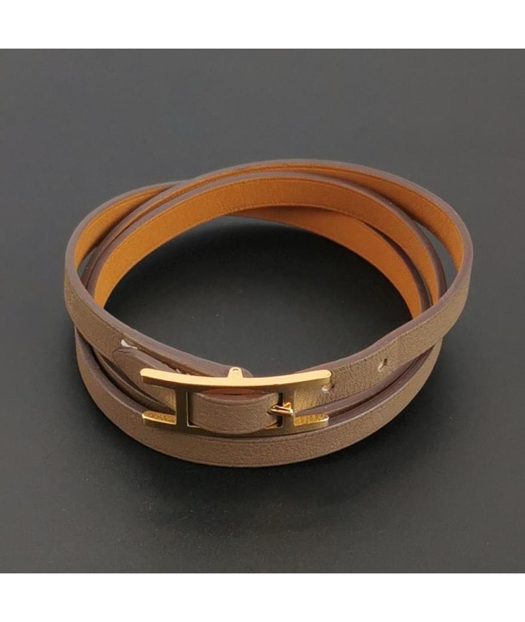 HERMES Коричневый кожаный браслет, фото 4