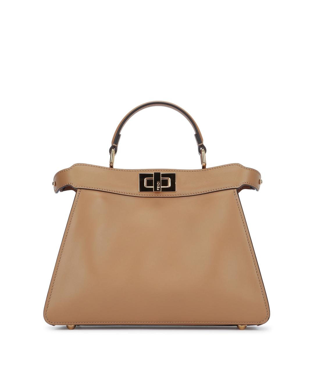 FENDI Бежевая кожаная сумка тоут, фото 1