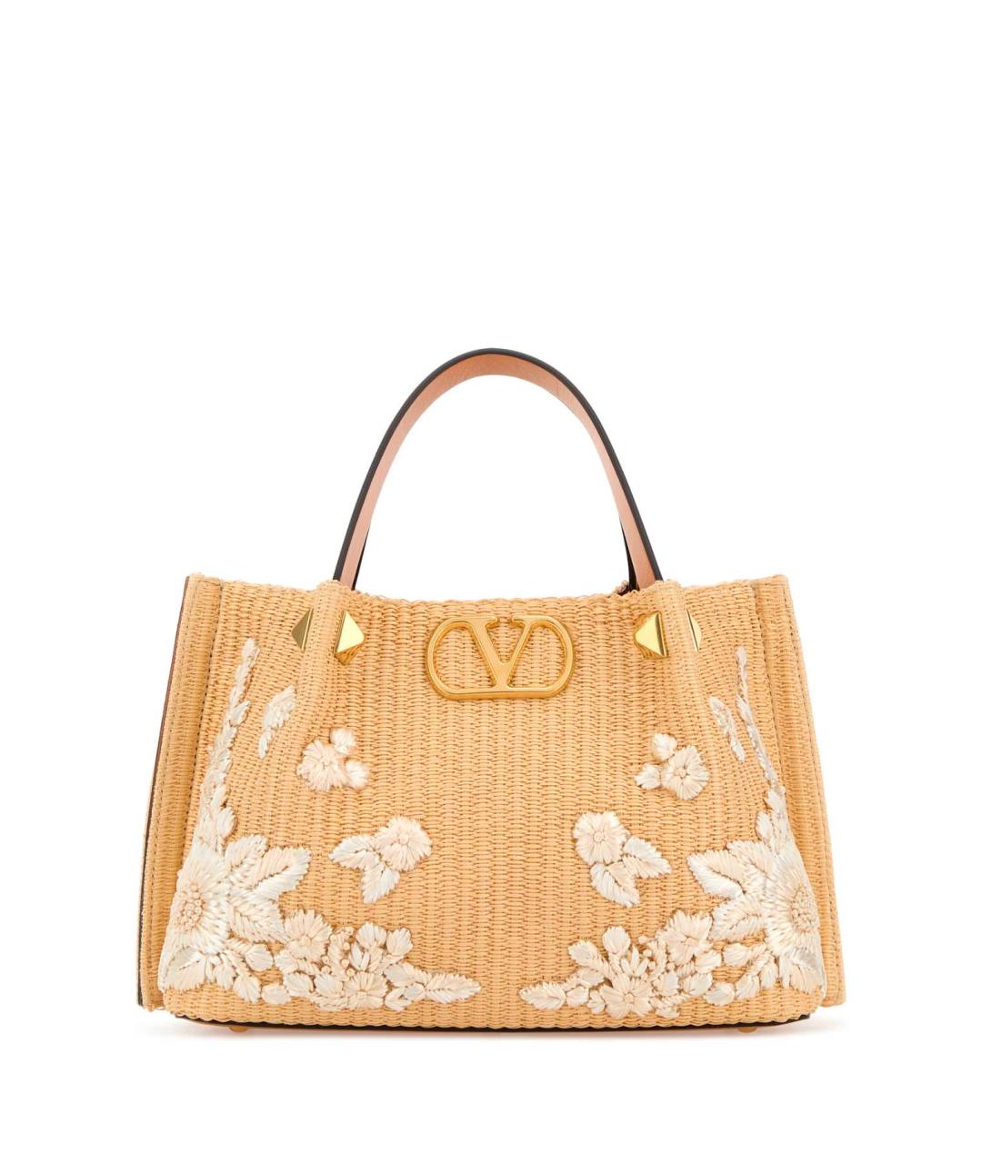 VALENTINO Бежевая пелетеная сумка тоут, фото 1