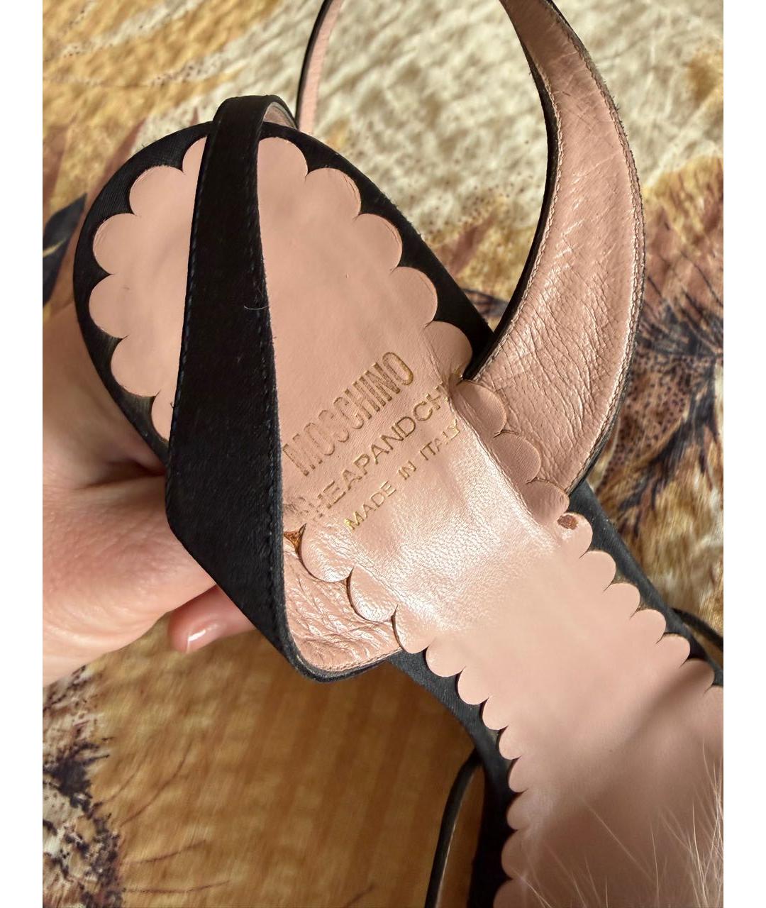 MOSCHINO Черные текстильные босоножки, фото 6