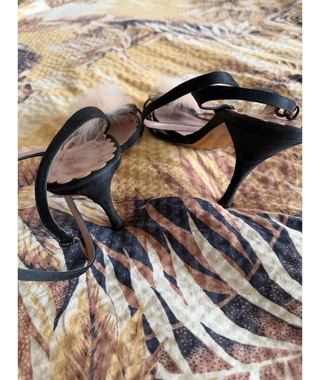 MOSCHINO Черные текстильные босоножки, фото 4