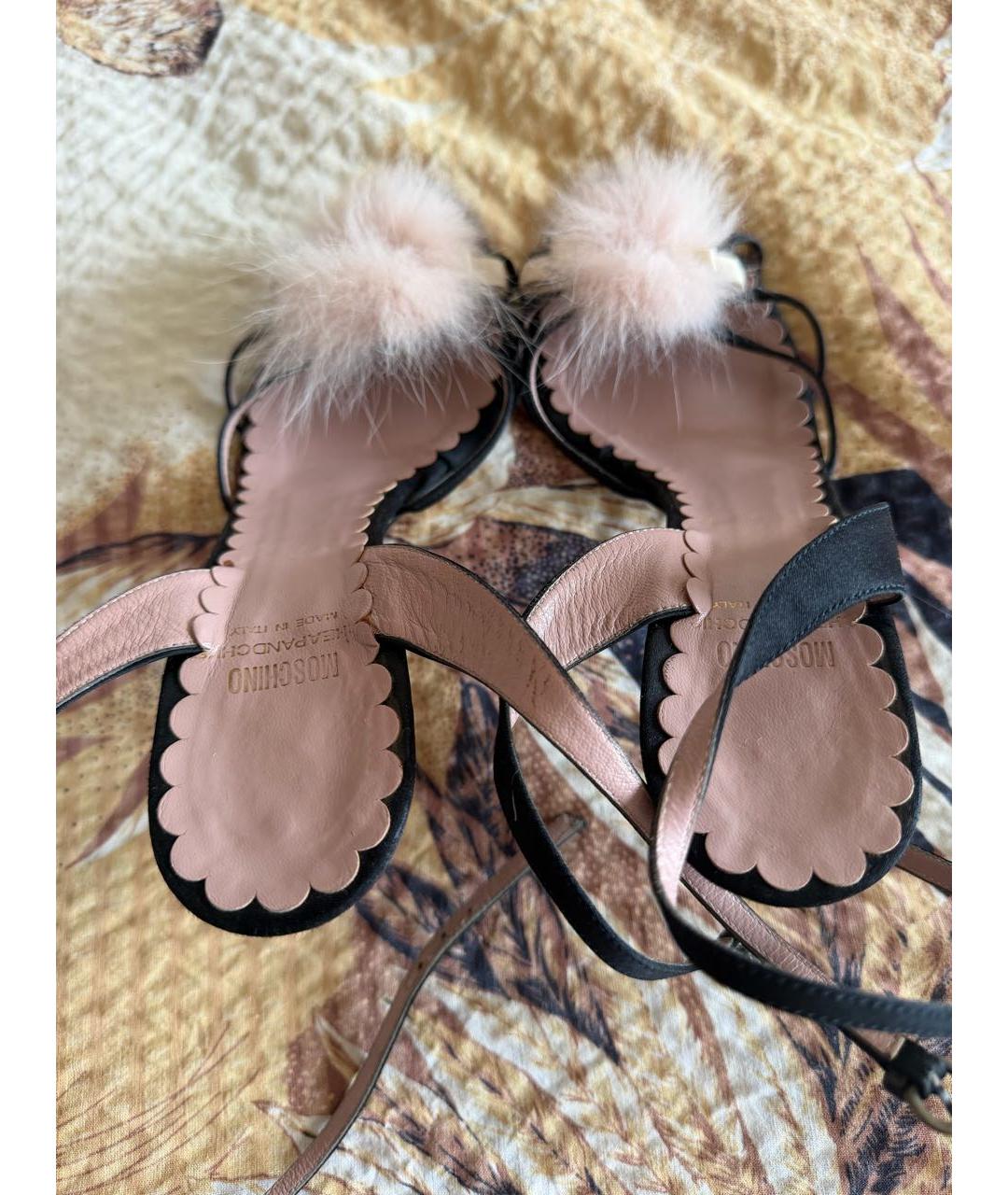 MOSCHINO Черные текстильные босоножки, фото 3