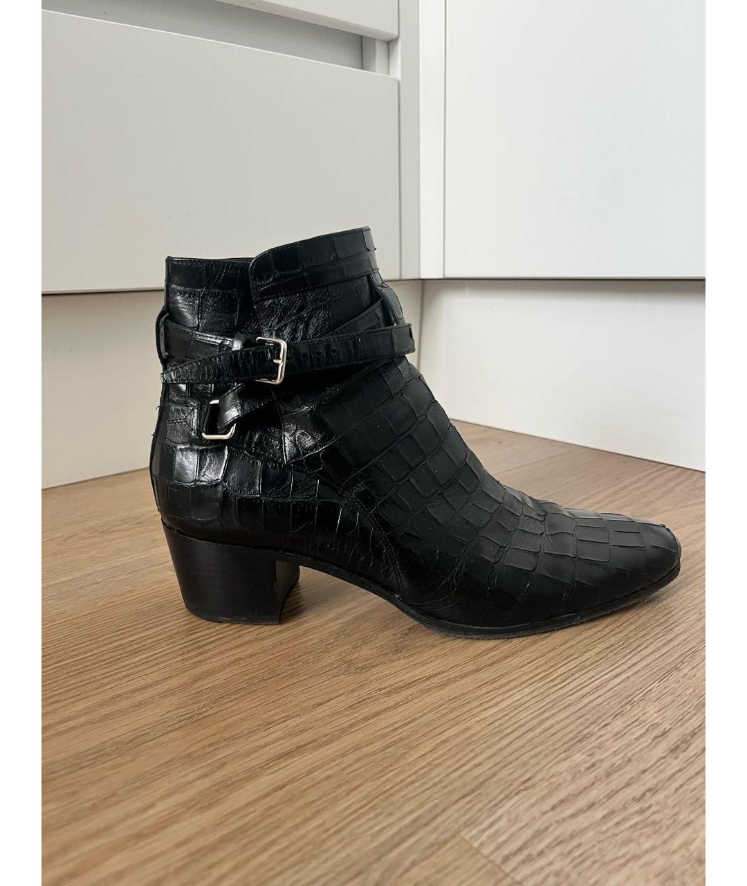 SAINT LAURENT Черные ботинки из экзотической кожи, фото 5