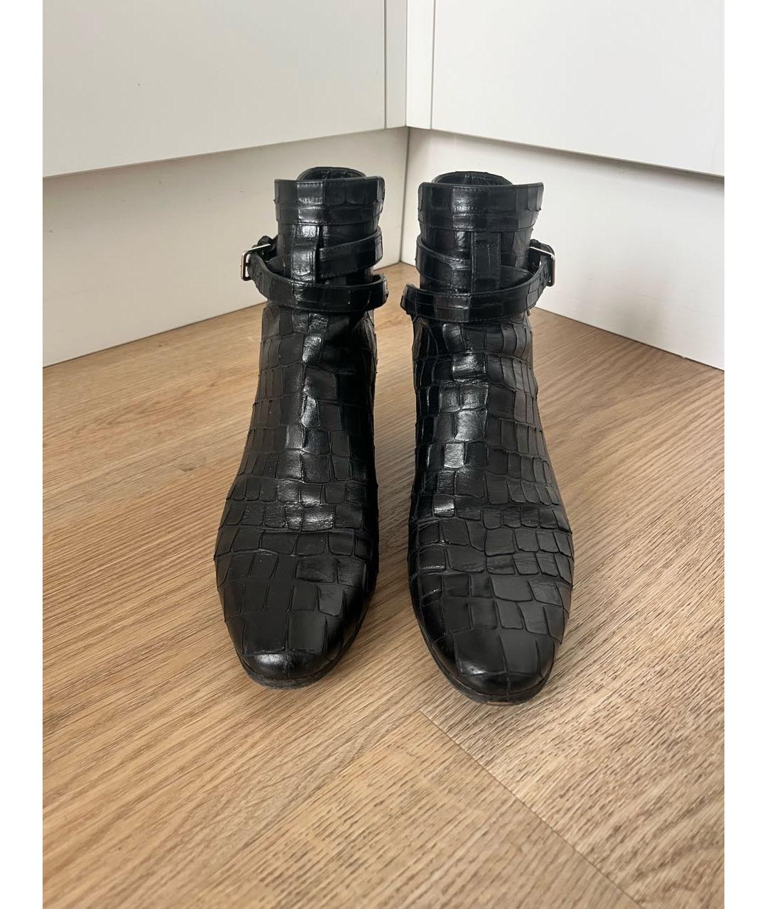 SAINT LAURENT Черные ботинки из экзотической кожи, фото 2