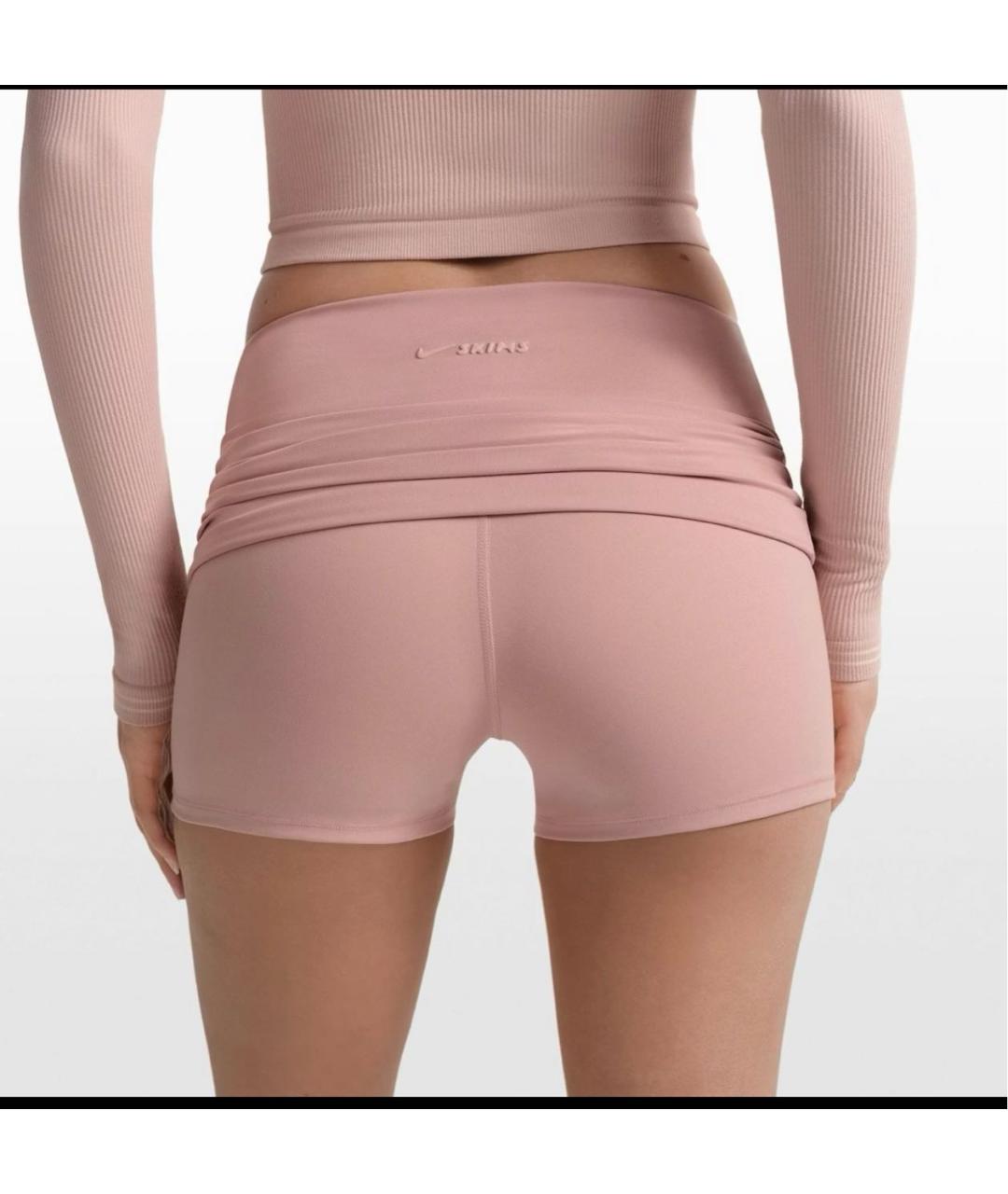 SKIMS Розовые хлопко-эластановые спортивные брюки и шорты, фото 7