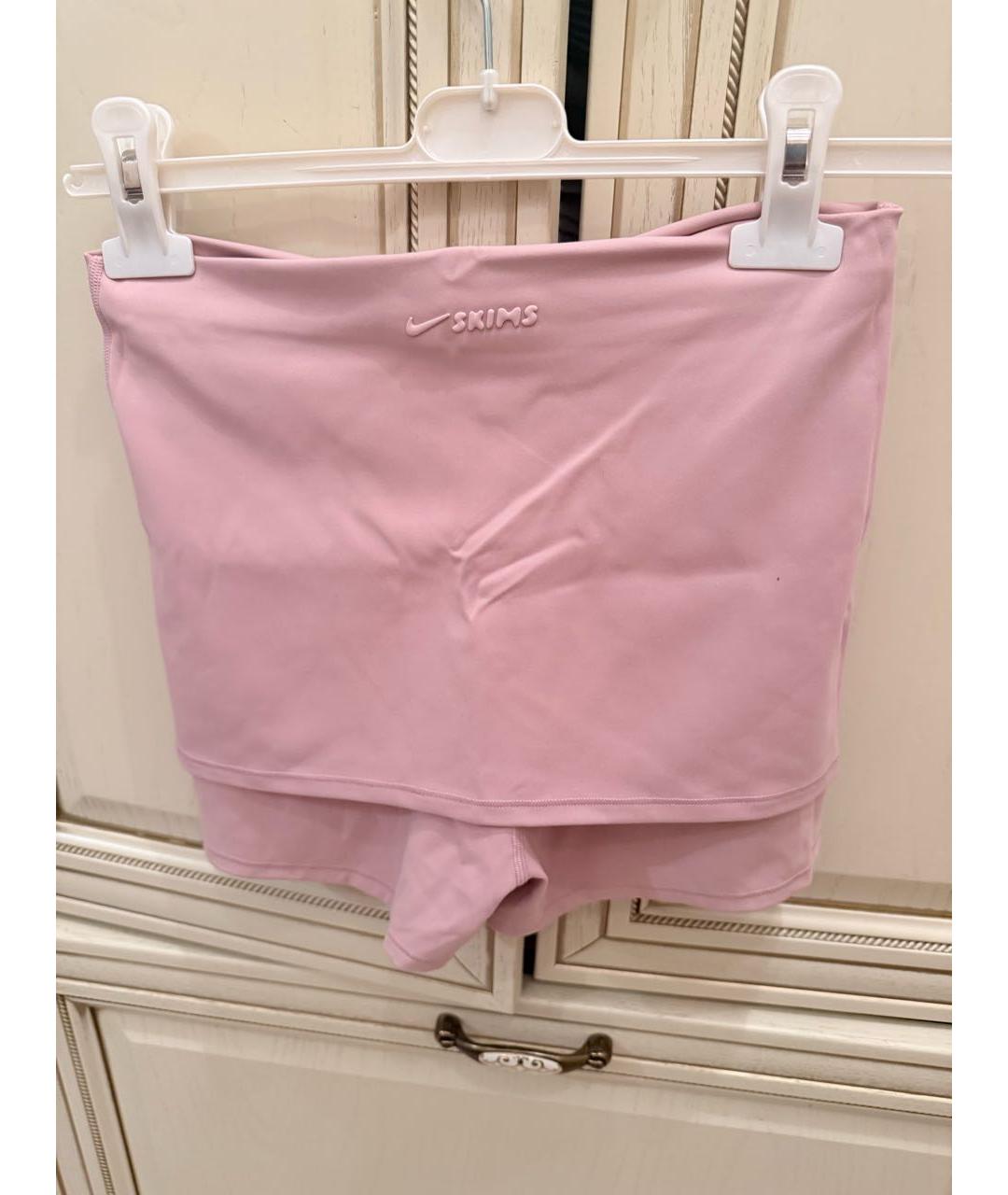 SKIMS Розовые хлопко-эластановые спортивные брюки и шорты, фото 2
