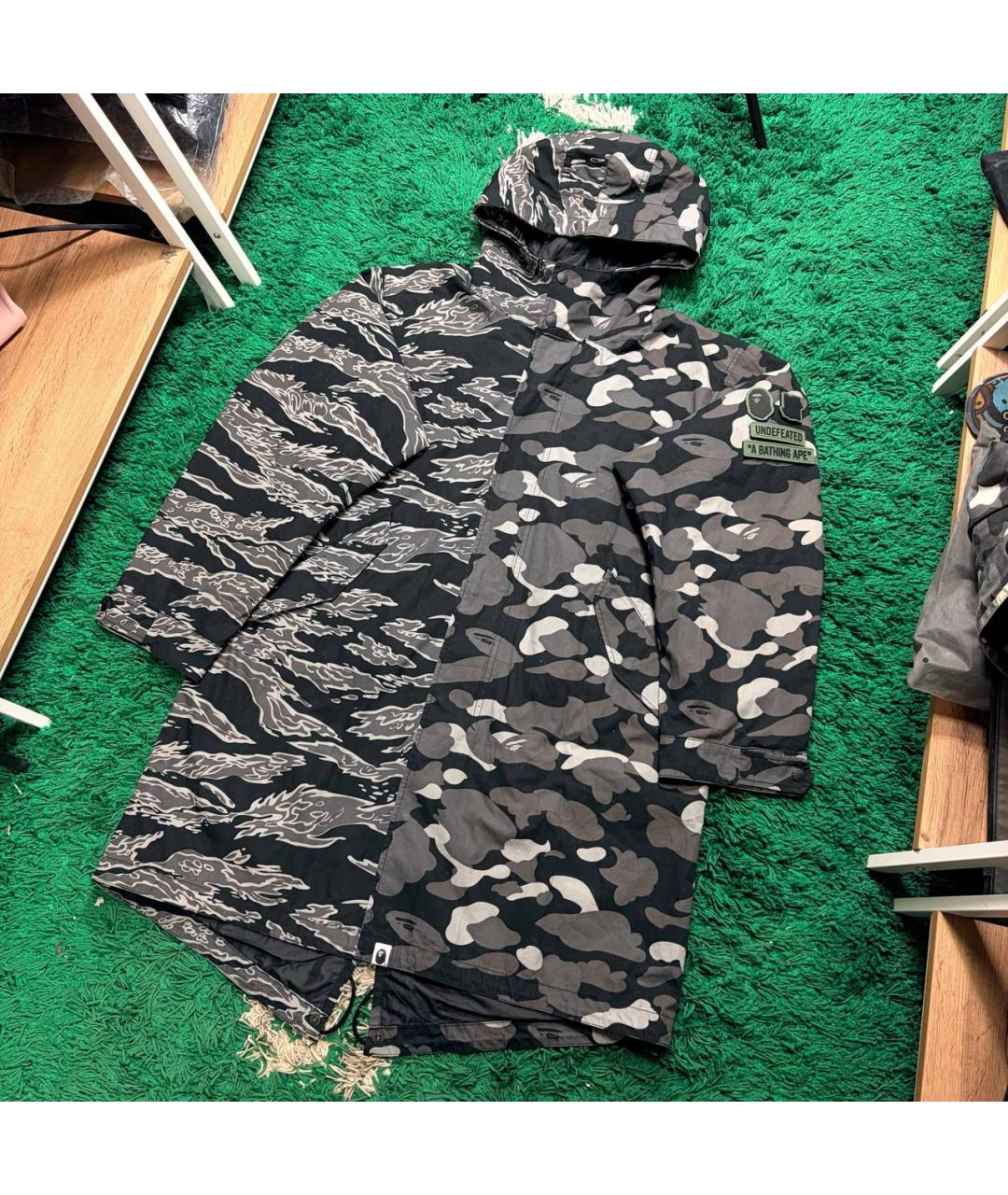 BAPE Антрацитовый полиэстеровый тренч / плащ, фото 5