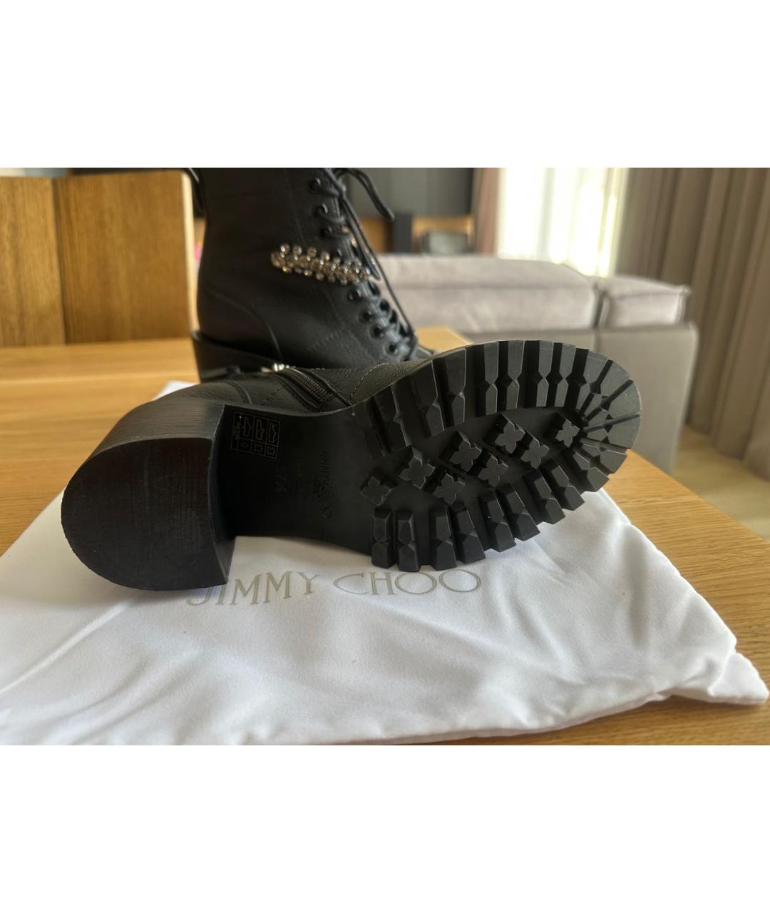 JIMMY CHOO Черные кожаные ботинки, фото 8