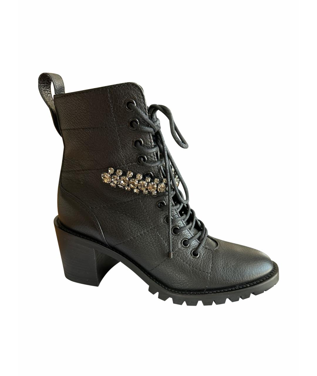 JIMMY CHOO Черные кожаные ботинки, фото 1
