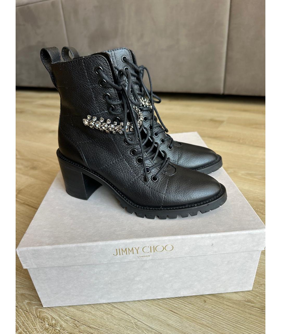 JIMMY CHOO Черные кожаные ботинки, фото 2