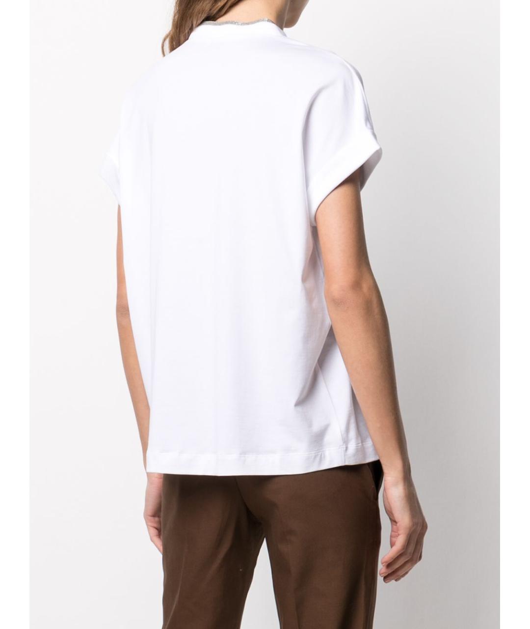 BRUNELLO CUCINELLI Белая хлопковая футболка, фото 4