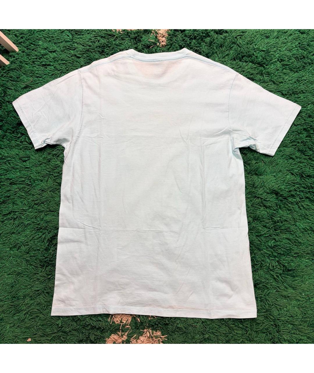 SUPREME Голубая хлопковая футболка, фото 2