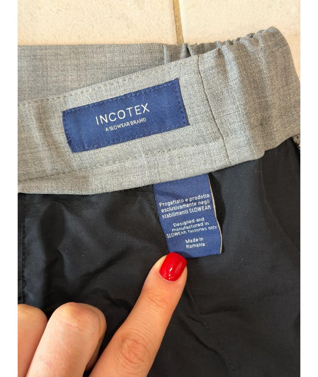 INCOTEX Серые хлопковые повседневные брюки, фото 5