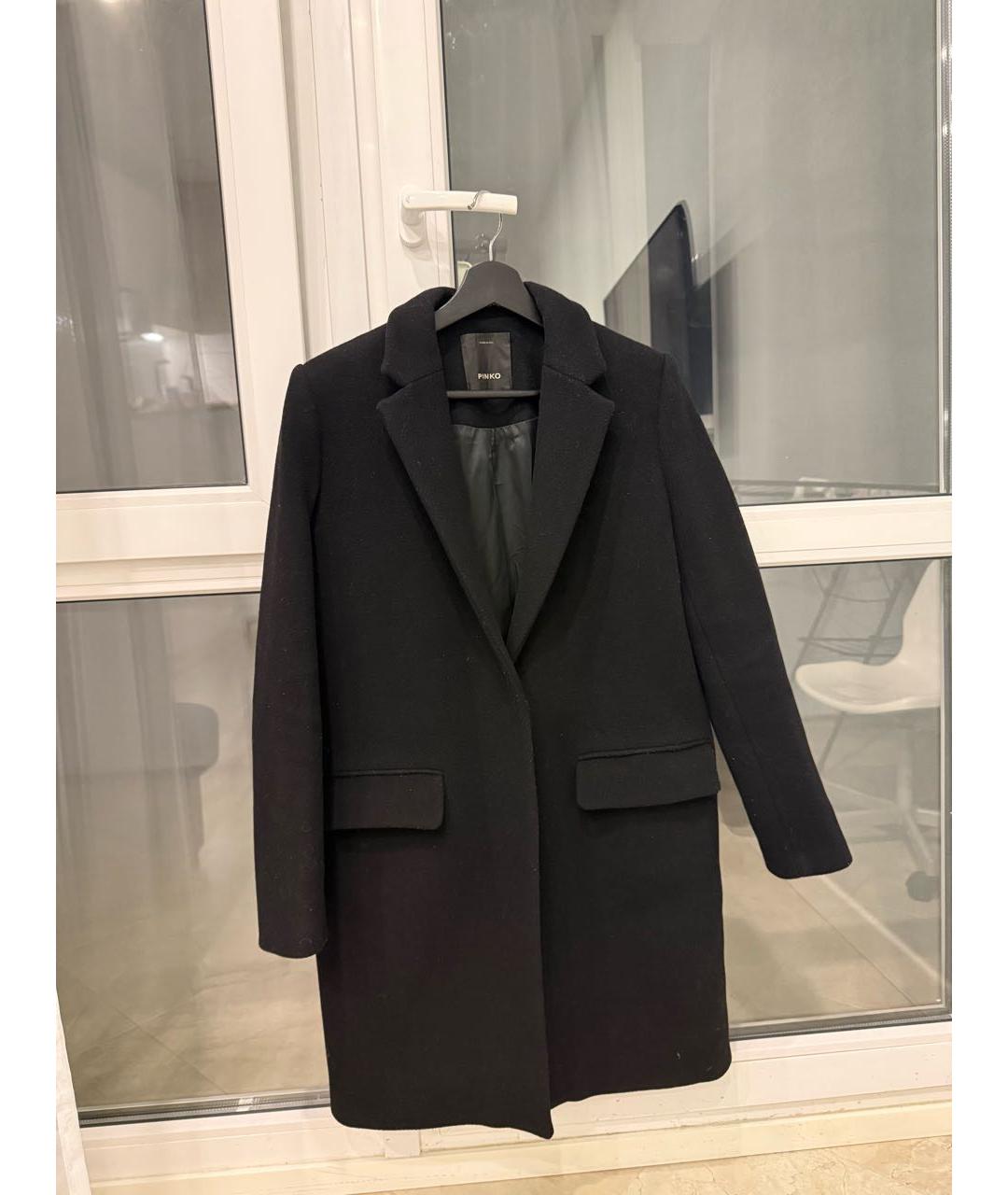 PINKO Черное шерстяное пальто, фото 5