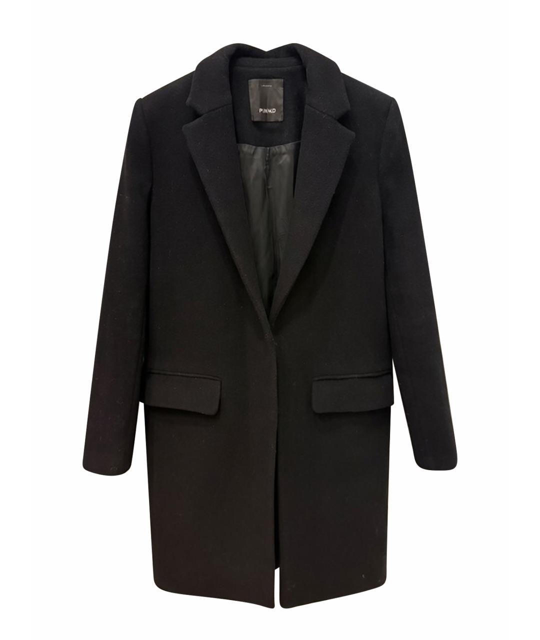 PINKO Черное шерстяное пальто, фото 1