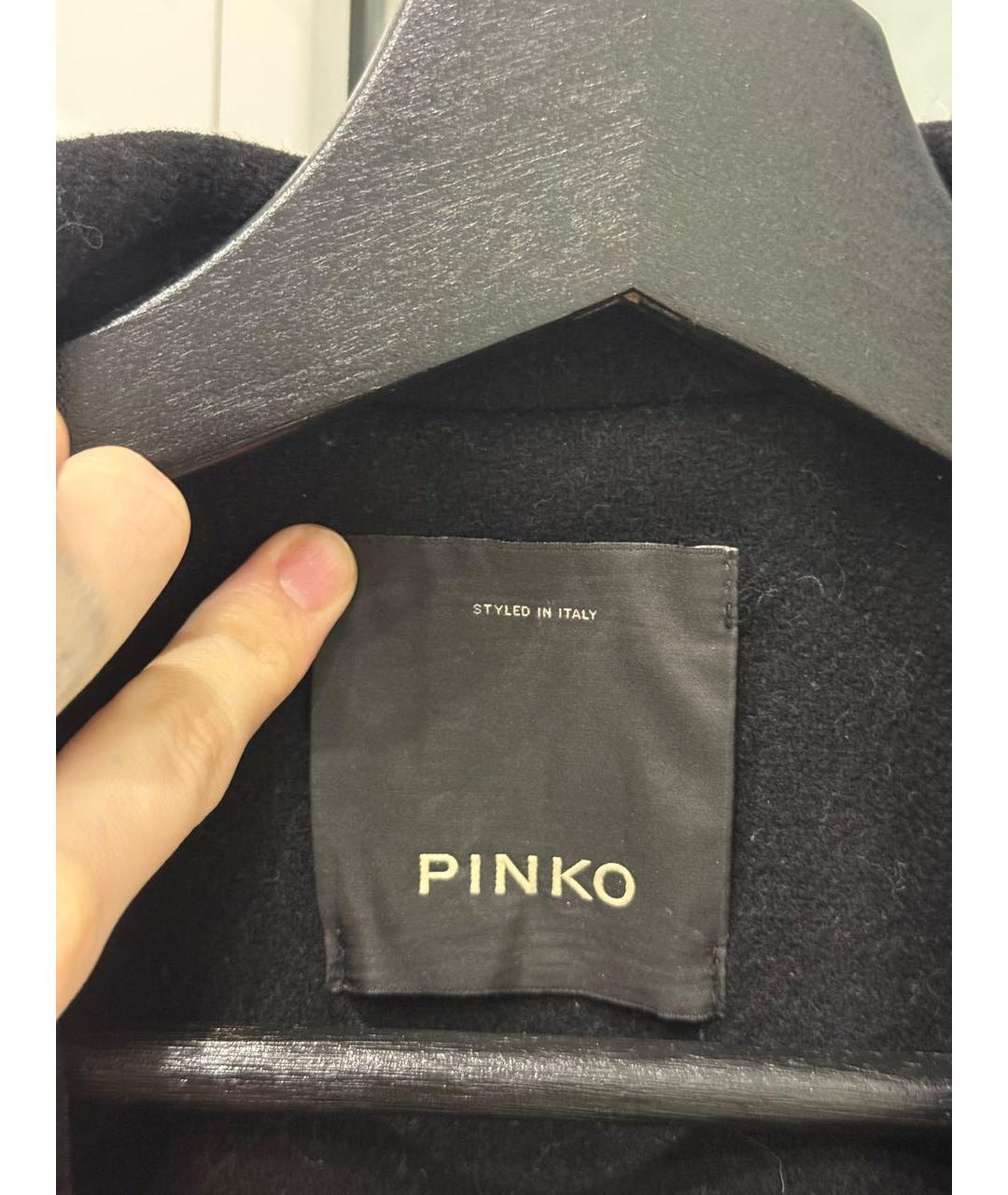 PINKO Черное шерстяное пальто, фото 2