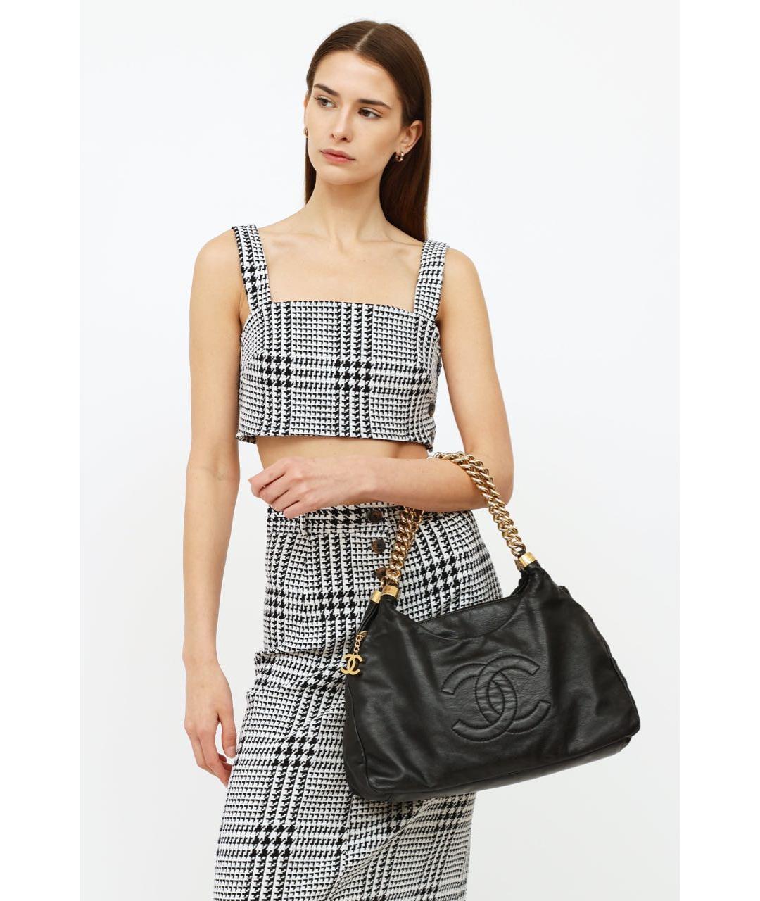 CHANEL Черная кожаная сумка тоут, фото 7