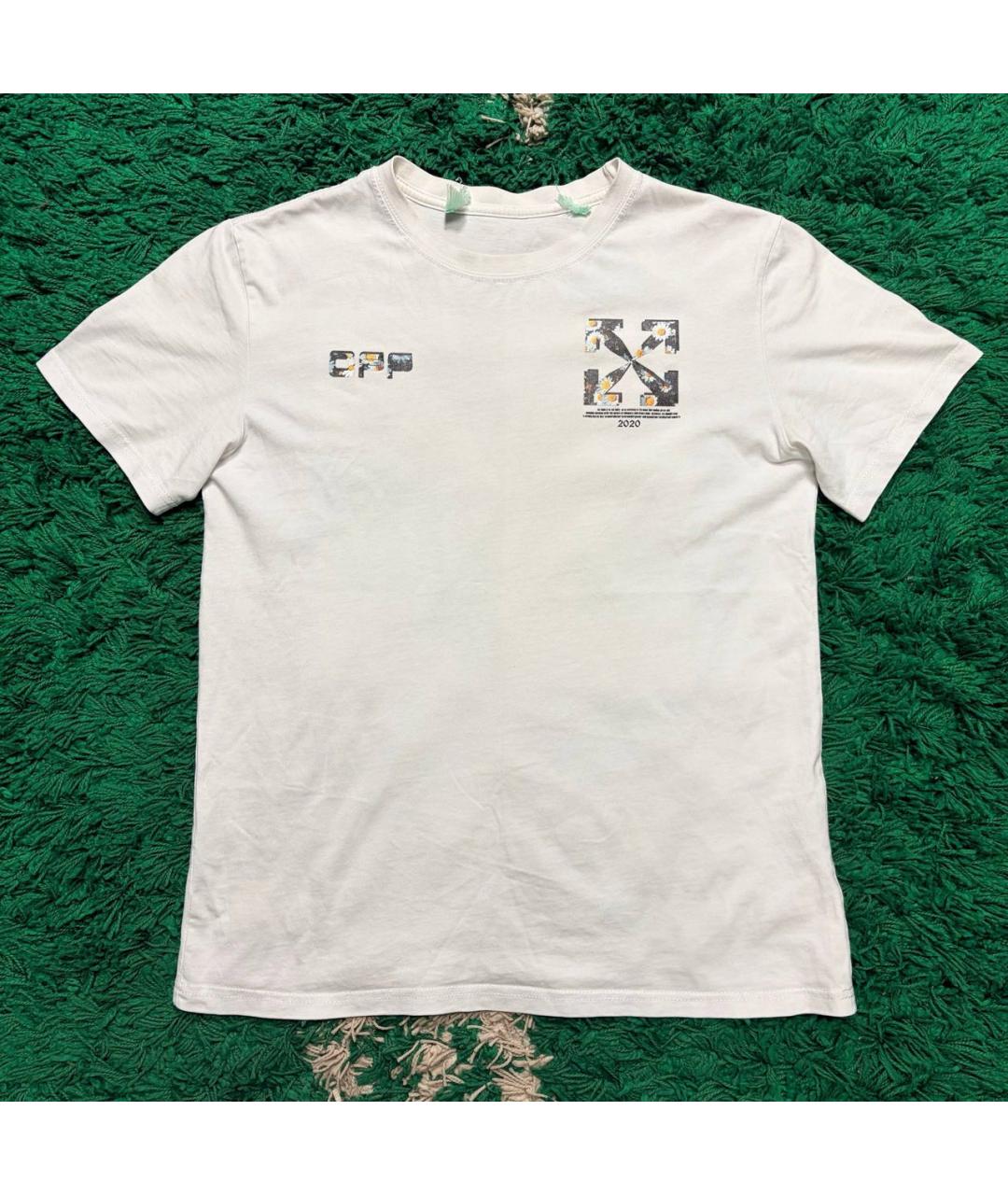 OFF-WHITE Белая хлопковая футболка, фото 5