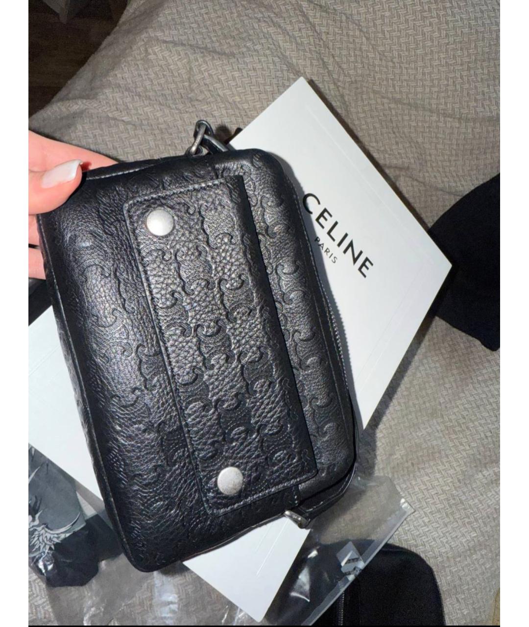 CELINE Черная кожаная сумка на плечо, фото 9