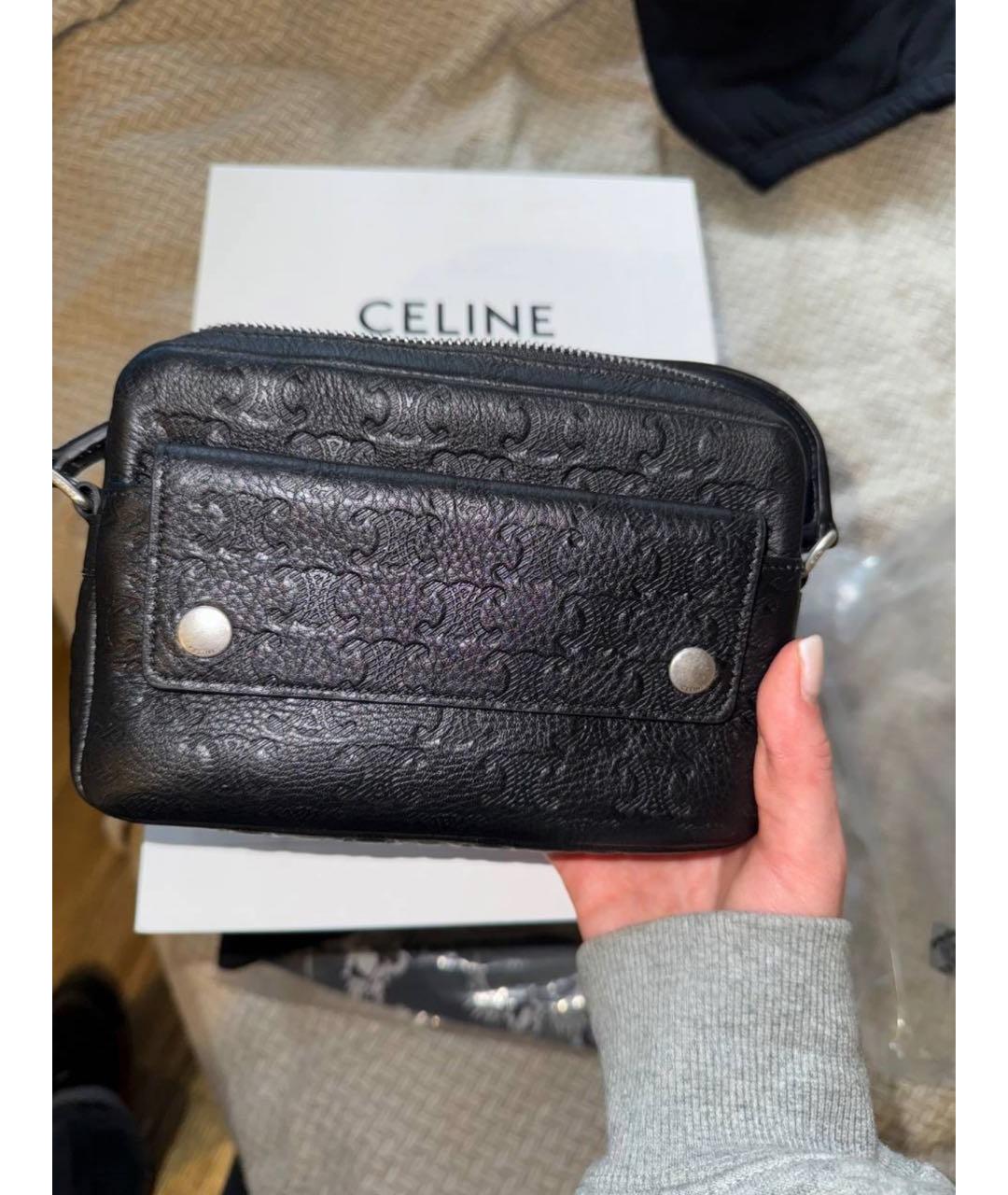 CELINE Черная кожаная сумка на плечо, фото 8