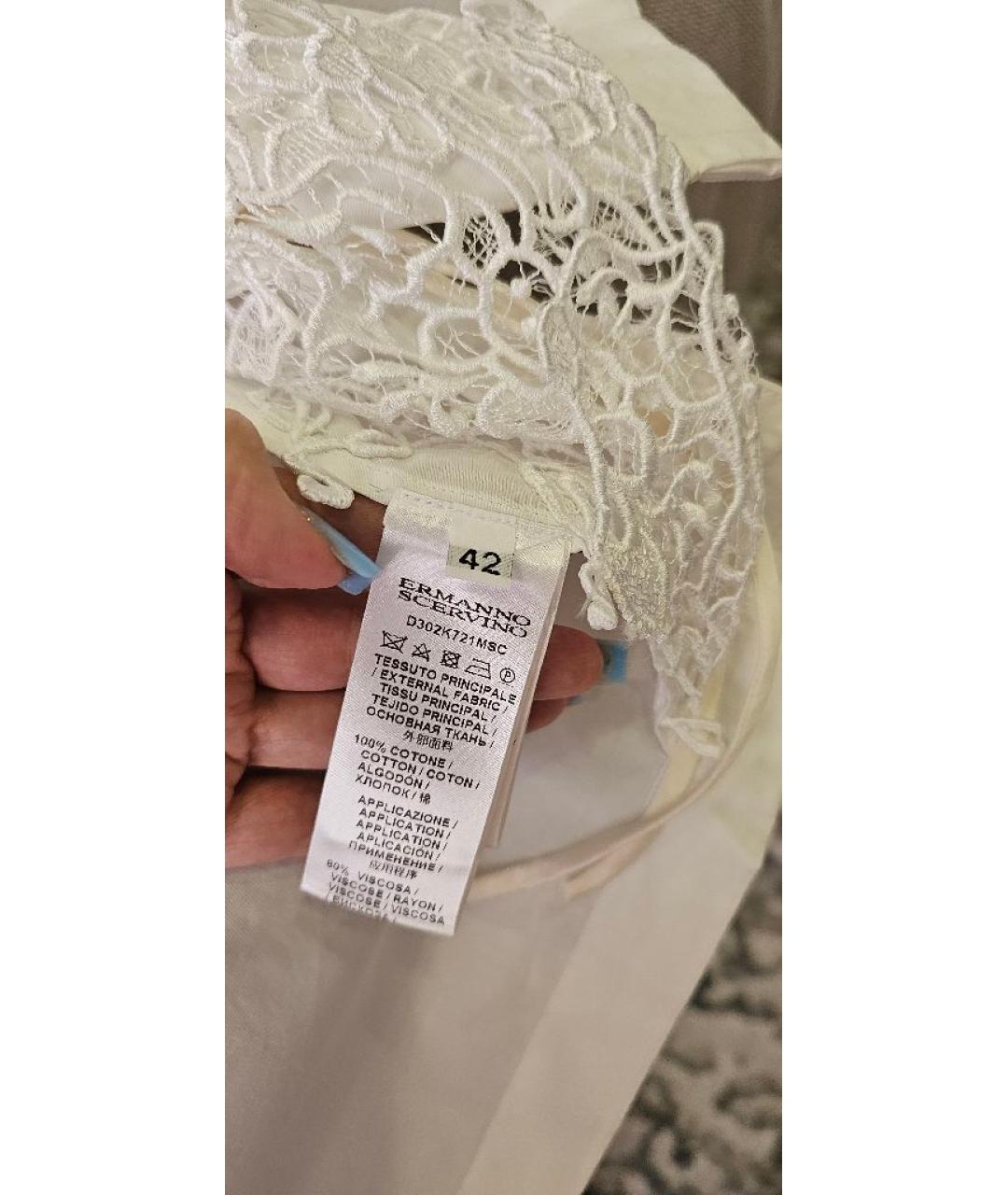 ERMANNO SCERVINO Белая хлопковая рубашка, фото 8