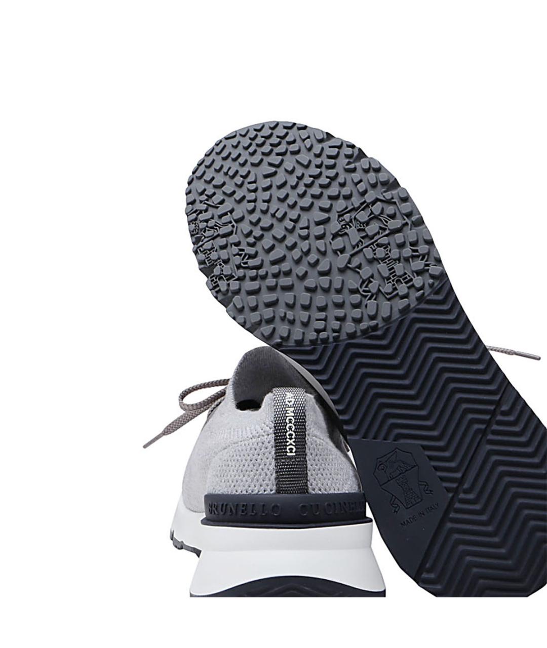 BRUNELLO CUCINELLI Серые текстильные низкие кроссовки / кеды, фото 5