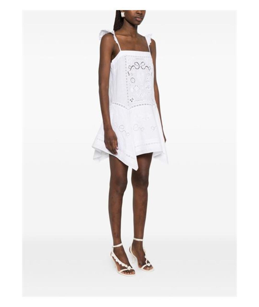 SELF-PORTRAIT Белое льняное повседневное платье, фото 3