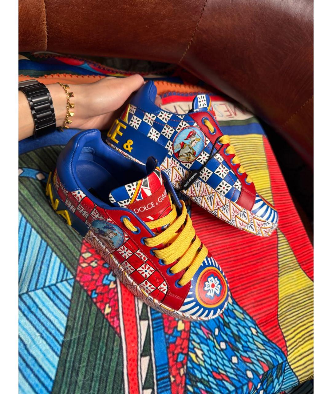 DOLCE&GABBANA Мульти кожаные кеды, фото 2