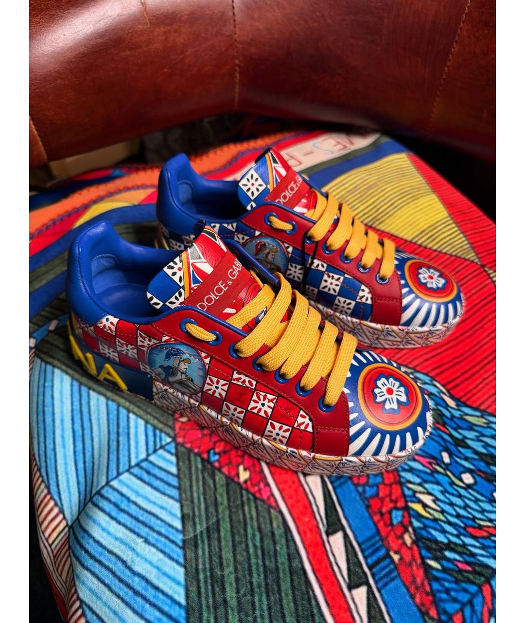 DOLCE&GABBANA Мульти кожаные кеды, фото 3