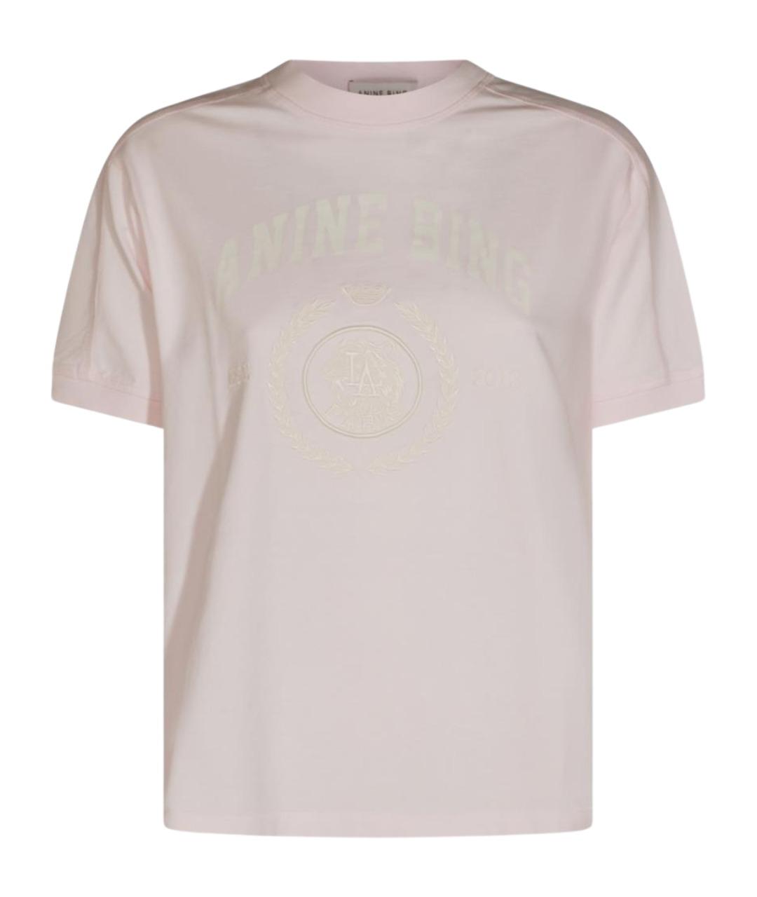 ANINE BING Розовая хлопковая футболка, фото 1