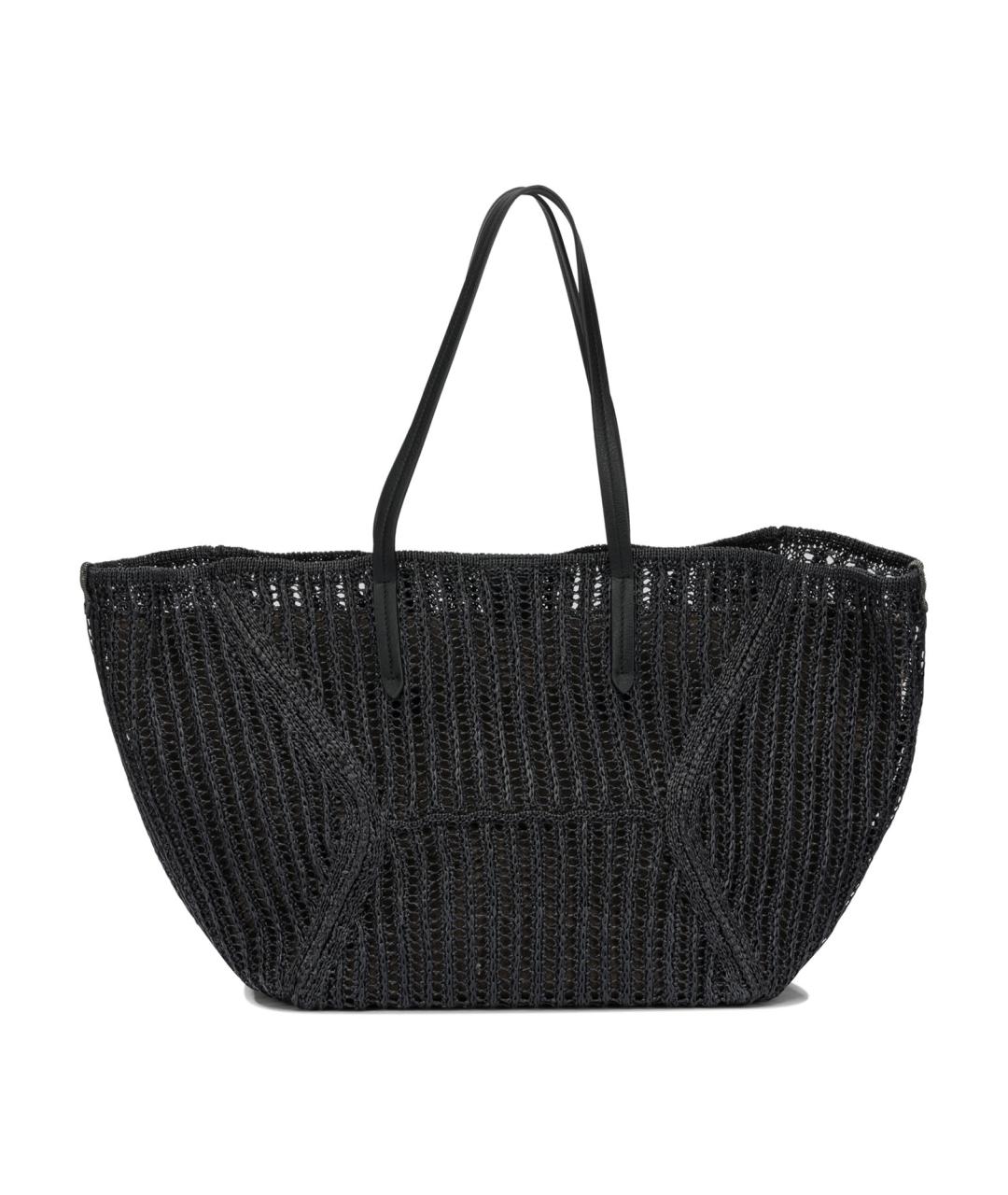 BRUNELLO CUCINELLI Черная пелетеная сумка тоут, фото 1